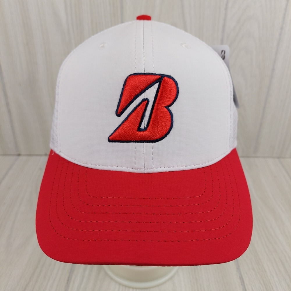 Bridgestone Golf Hat Limited Edition Snap Back USA Flag Mesh Red White‎ New